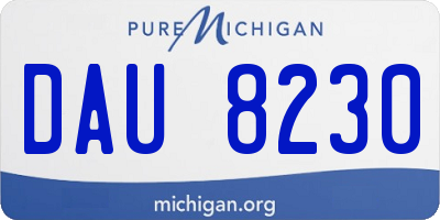 MI license plate DAU8230
