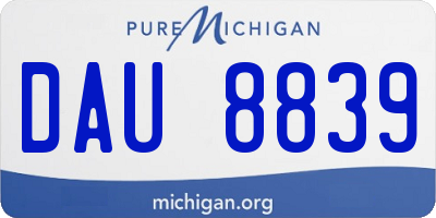 MI license plate DAU8839