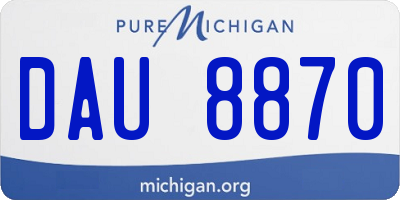 MI license plate DAU8870