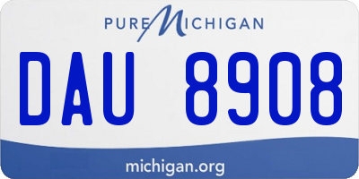 MI license plate DAU8908