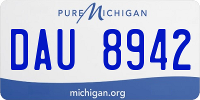 MI license plate DAU8942