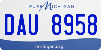 MI license plate DAU8958
