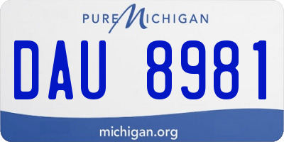 MI license plate DAU8981