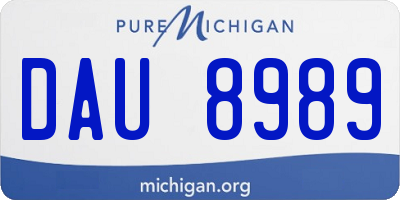 MI license plate DAU8989
