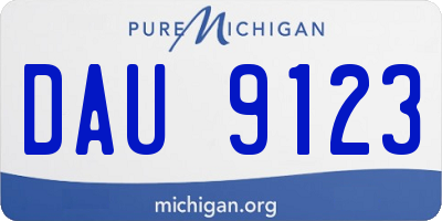 MI license plate DAU9123