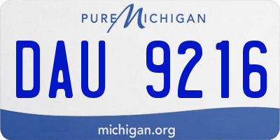 MI license plate DAU9216