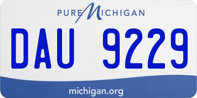 MI license plate DAU9229