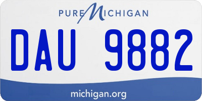 MI license plate DAU9882