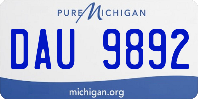 MI license plate DAU9892