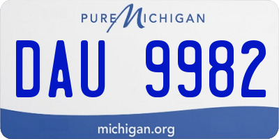 MI license plate DAU9982