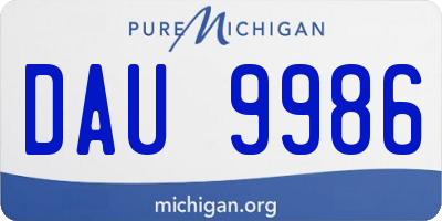 MI license plate DAU9986