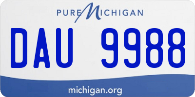 MI license plate DAU9988