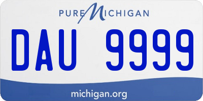 MI license plate DAU9999