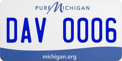MI license plate DAV0006