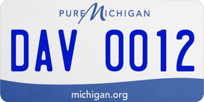 MI license plate DAV0012