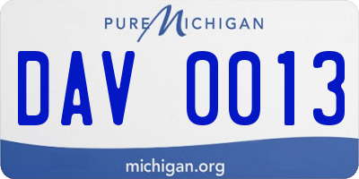 MI license plate DAV0013