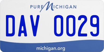 MI license plate DAV0029