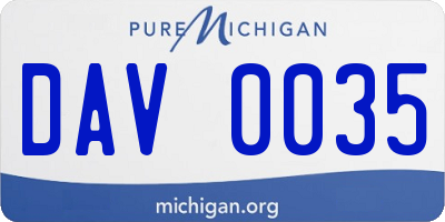 MI license plate DAV0035