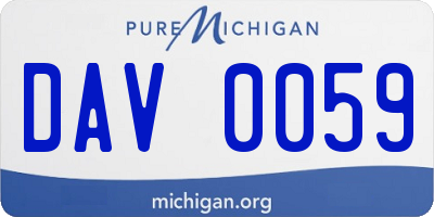 MI license plate DAV0059
