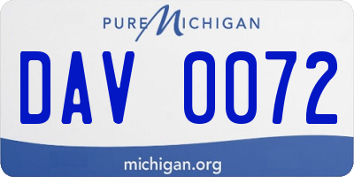 MI license plate DAV0072