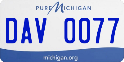 MI license plate DAV0077