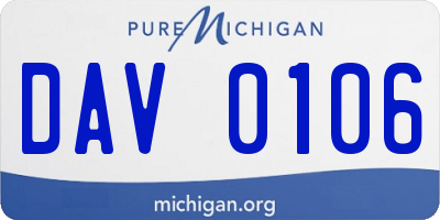 MI license plate DAV0106