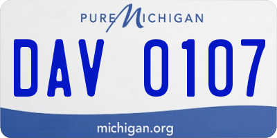 MI license plate DAV0107