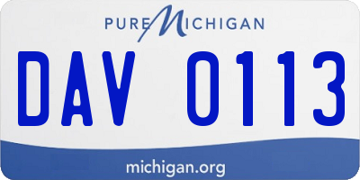 MI license plate DAV0113