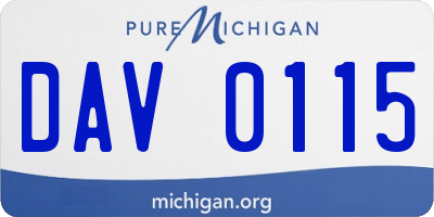 MI license plate DAV0115