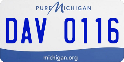 MI license plate DAV0116