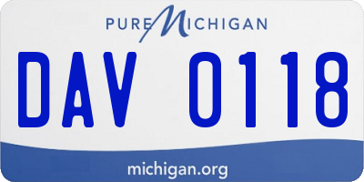 MI license plate DAV0118