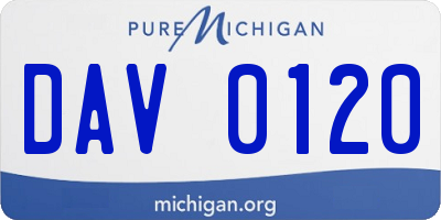 MI license plate DAV0120