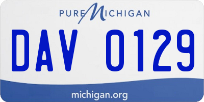 MI license plate DAV0129