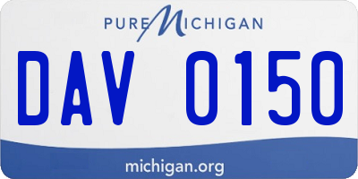 MI license plate DAV0150