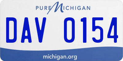 MI license plate DAV0154