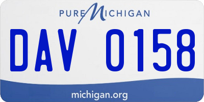 MI license plate DAV0158