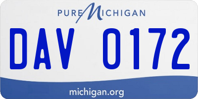 MI license plate DAV0172