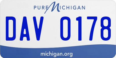 MI license plate DAV0178