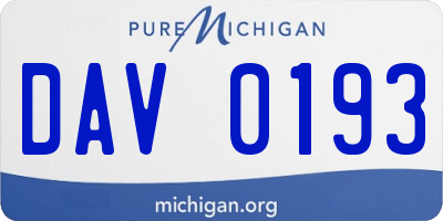 MI license plate DAV0193