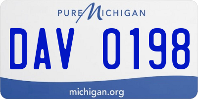 MI license plate DAV0198