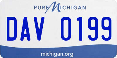 MI license plate DAV0199