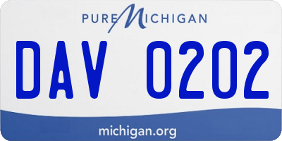 MI license plate DAV0202