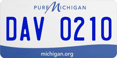 MI license plate DAV0210