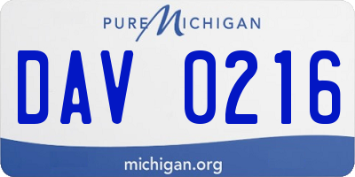MI license plate DAV0216