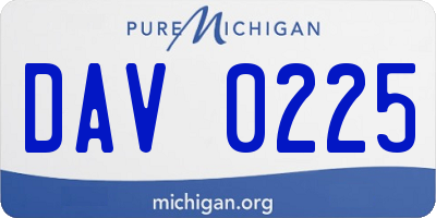 MI license plate DAV0225
