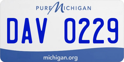 MI license plate DAV0229