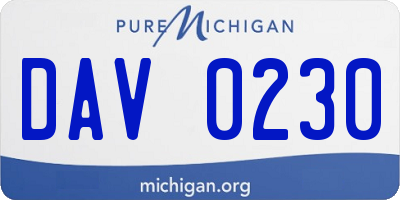 MI license plate DAV0230