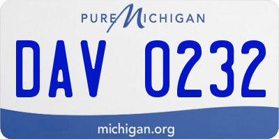MI license plate DAV0232