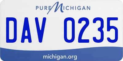MI license plate DAV0235