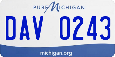 MI license plate DAV0243